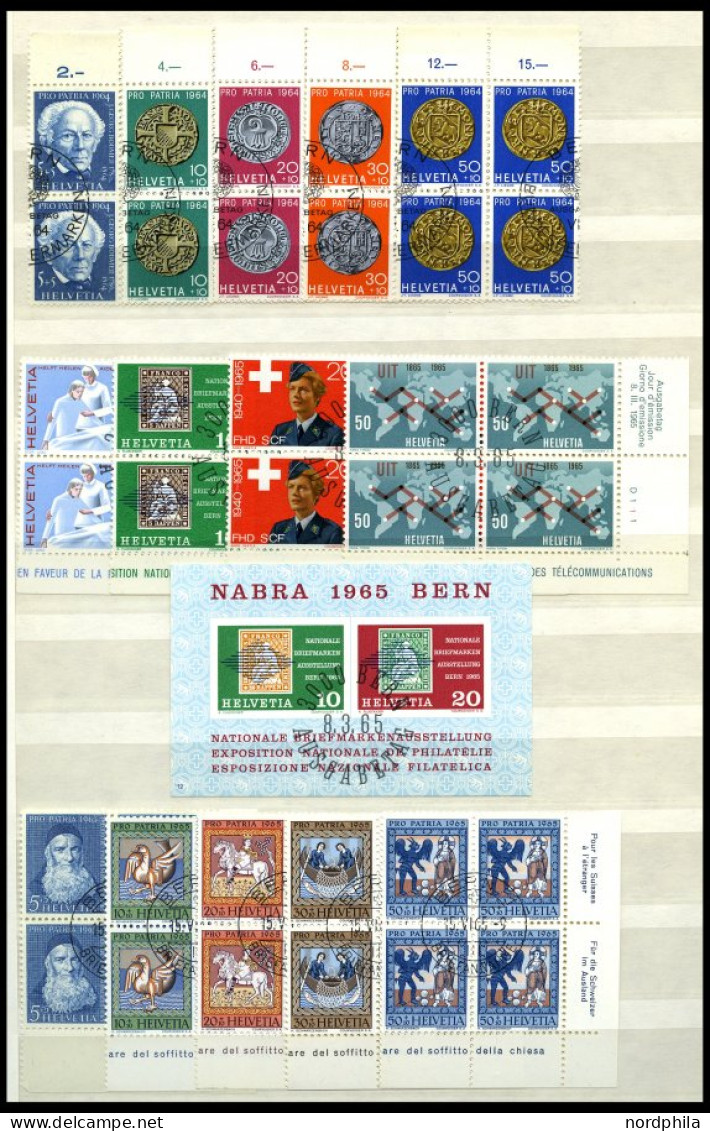 LOTS VB O, 1962-71, Saubere Partie Verschiedener Zentrisch Gestempelter Viererblocks, Nur Komplette Ausgaben, Pracht, Mi - Collections