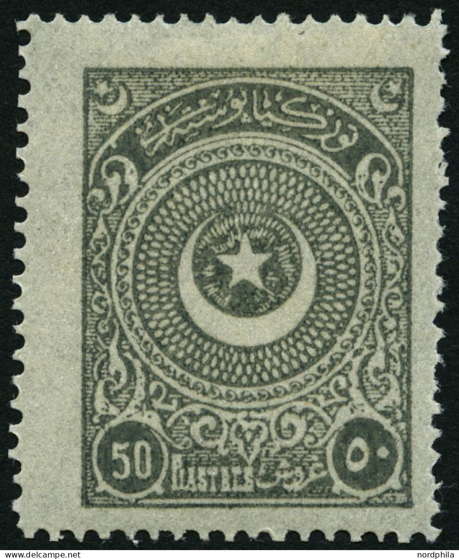 TÜRKEI 823 , 1923, 50 Pia. Grau, Falzreste, üblich Gezähnt Pracht - Andere & Zonder Classificatie