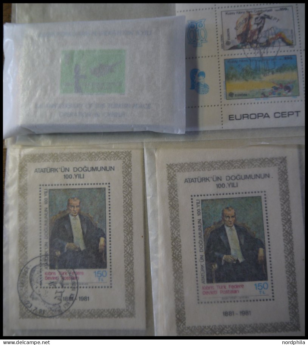 TÜRKISCH ZYPERN , O, 1979-86, Kleine Partie Blocks: Bl. 1 (97x), Bl. 2 (25x), Gestempelt (6x) Und Bl. 5 Gestempelt (5x), - Other & Unclassified