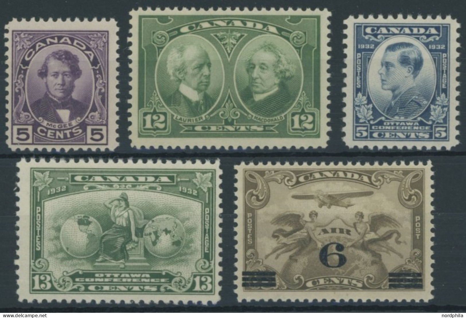 KANADA 124/5,160/1,169 , 1927-32, 5 Verschiedene Postfrische Werte, Pracht - Autres & Non Classés