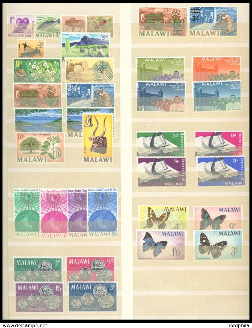 MALAWI , 1964-75, Postfrische Partie Verschiedener Werte Und Sätze, Dabei U.a. Mi.Nr. 41-51, Bl. 5 Etc., Pracht - Malawi (1964-...)