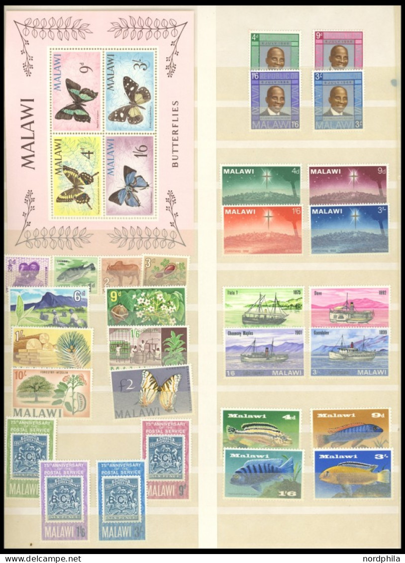 MALAWI , 1964-75, Postfrische Partie Verschiedener Werte Und Sätze, Dabei U.a. Mi.Nr. 41-51, Bl. 5 Etc., Pracht - Malawi (1964-...)