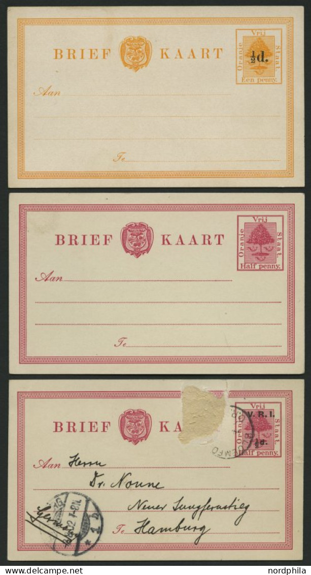 ORANJEFREISTAAT 1891-1902, 2 Verschiedene Ungebrauchte Ganzsachen, Pracht, Dazu Unberechnet Eine Defekte Gebrauchte Kart - Orange Free State (1868-1909)