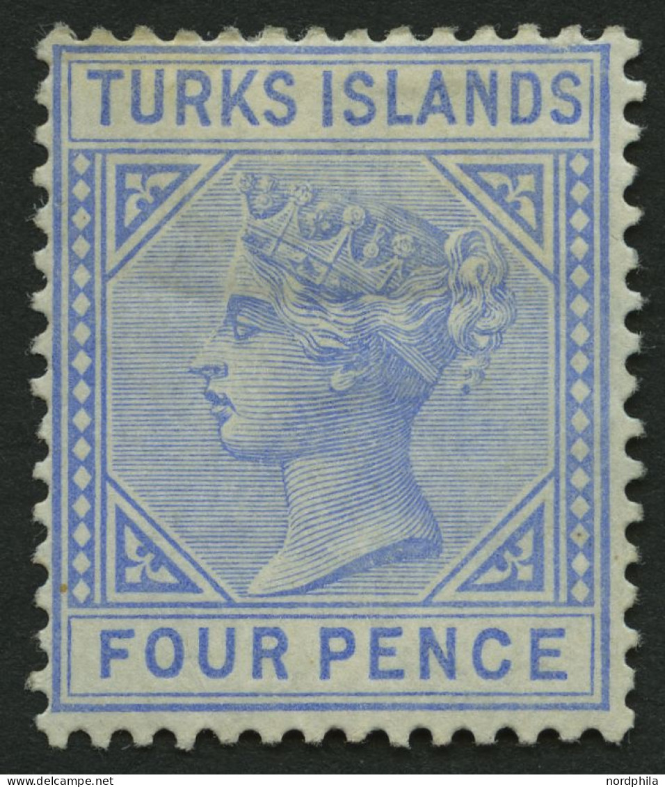 TURKS- UND CAICOS-INSELN 19 , 1881, 4 P. Hellblau, Falzreste, Pracht, Mi. 120.- - Turks & Caicos (I. Turques Et Caïques)