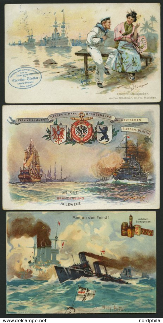 ALTE POSTKARTEN - SCHIFFE KAISERL. MARINE BIS 1918 Werbekarten, 3 Verschiedene: Christian Günther, Provinzialgruppe Und  - Warships