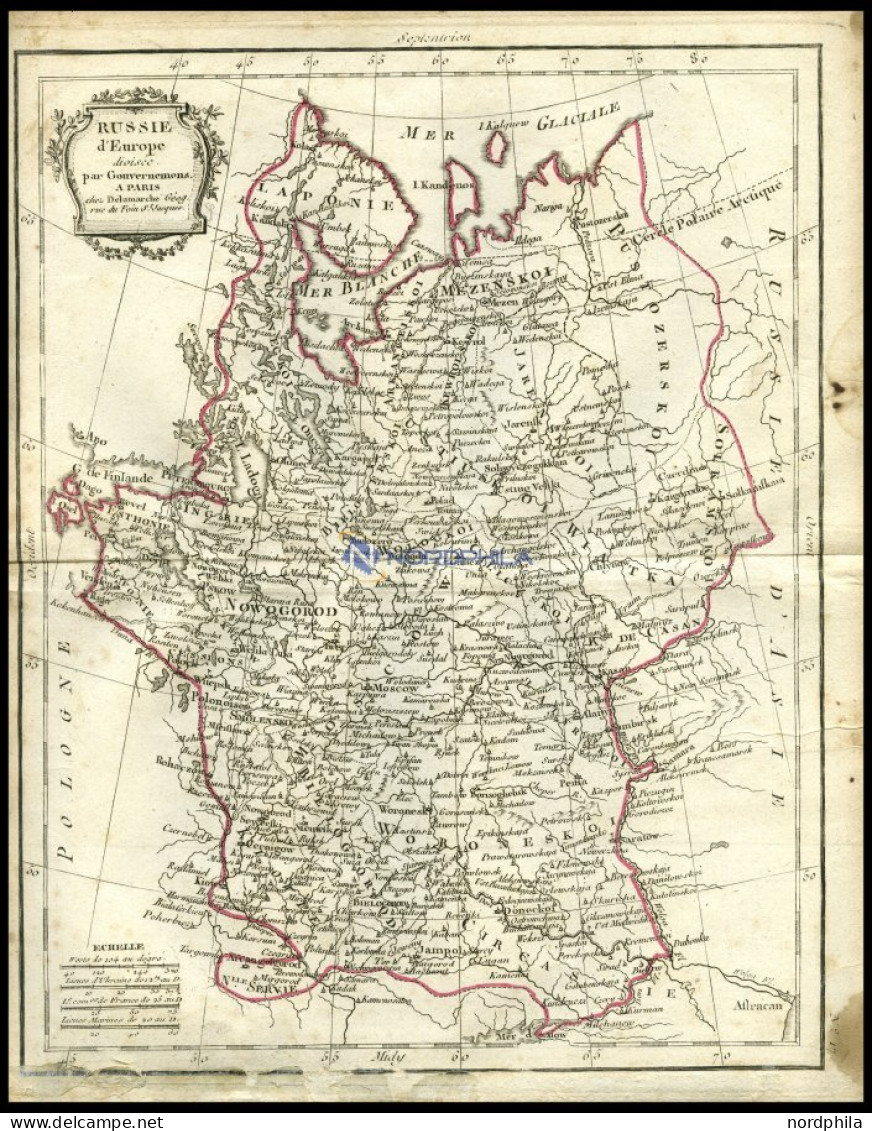 Europäisches Rußland, Russie D`Europe, Grenzkolorierter Kupferstich Aus Delamarché Petit Atlas Um 1785 - Andere & Zonder Classificatie