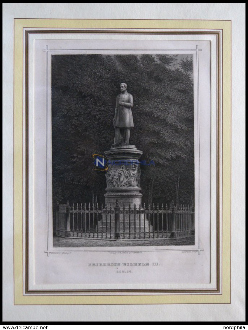 BERLIN: Denkmal Friedrich Wilhelm III., Stahlstich Von Schwarz/Strunz Um 1833 - Stiche & Gravuren