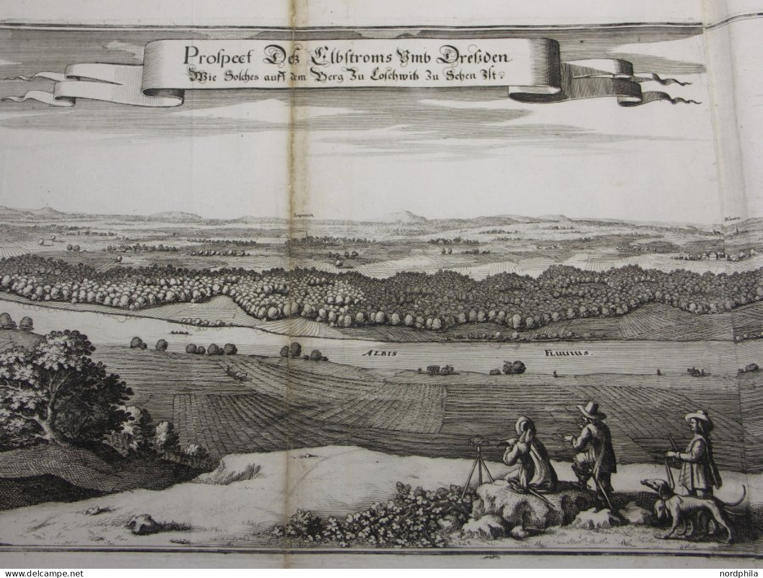 DRESDEN, Elbstrom Um Dresden, Kupferstich Von Merian Um 1645, Leichte Mängel - Stiche & Gravuren