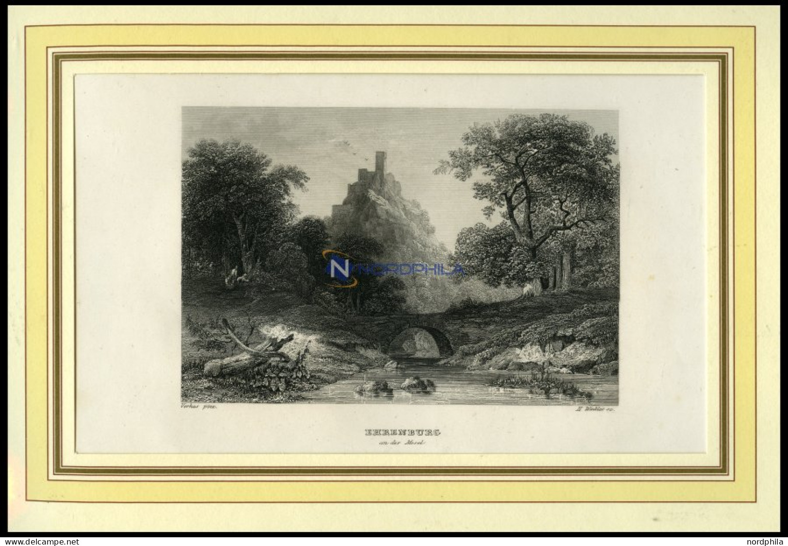 EHRENBURG An Der Mosel, Stahlstich Von Verhas/Winkles Um 1840 - Stiche & Gravuren