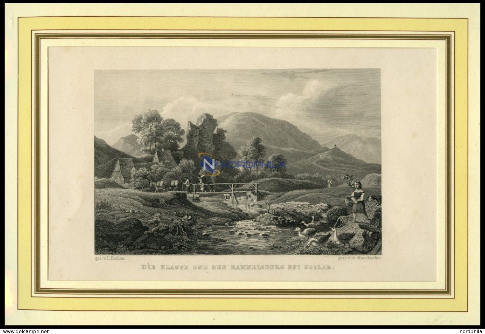 Bei GOSLAR: Die Klause Und Der Rammelsberg, Stahlstich Von Richter/Macclatchie Um 1840 - Prints & Engravings