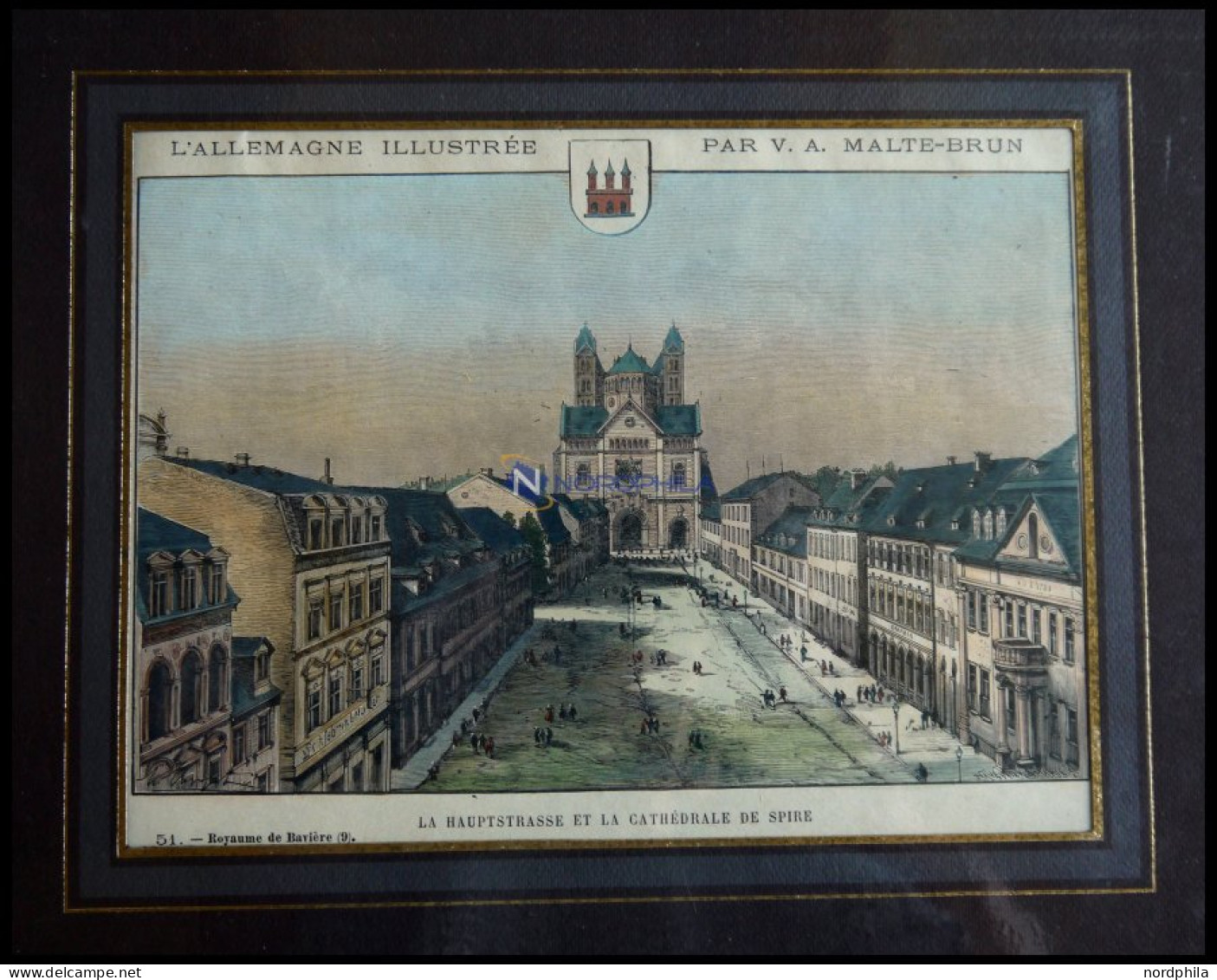SPEYER: Die Hauptstraße Und Die Kirche, Kolorierter Holzstich Aus Malte-Brun Um 1880 - Prints & Engravings