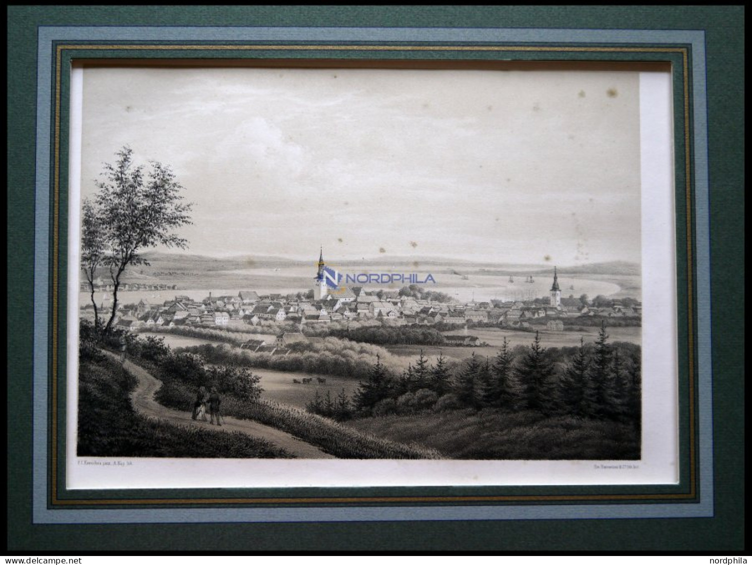 AALBORG (Aalborg), Gesamtansicht, Lithographie Mit Tonplatte Von Alexander Nay Nach F.C. Kierschou Bei Emil Baerentzen,  - Litografía