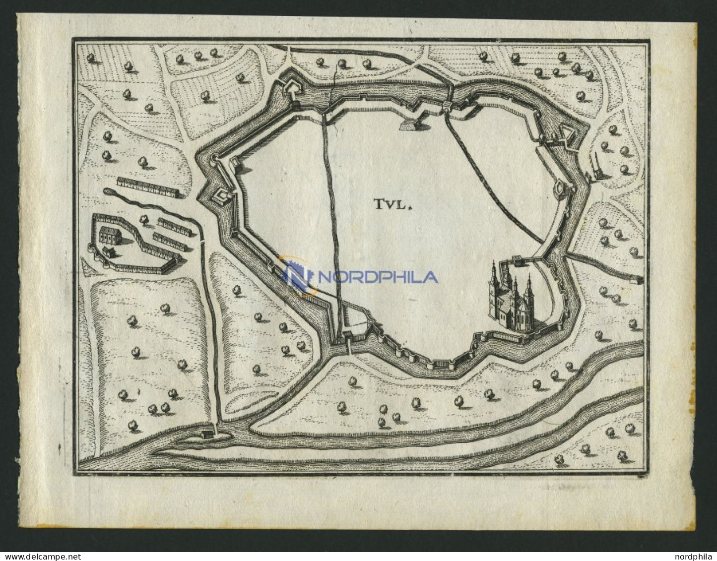 TULLE, Grundrißplan, Kupferstich Von Merian Um 1645 - Litografía