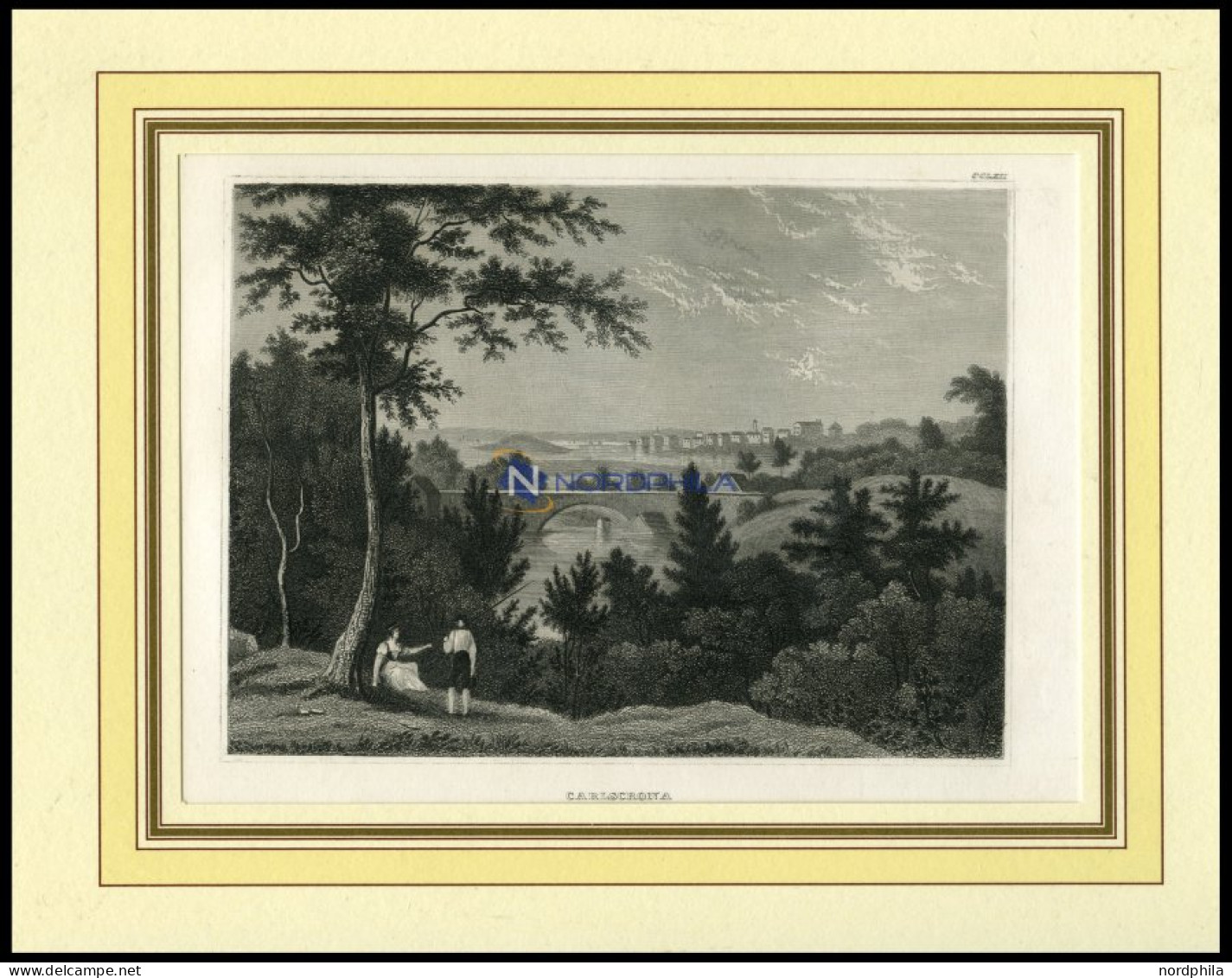 CARLSCRONA, Gesamtansicht Aus Der Ferne, Stahlstich Von B.I. Um 1840 - Lithografieën