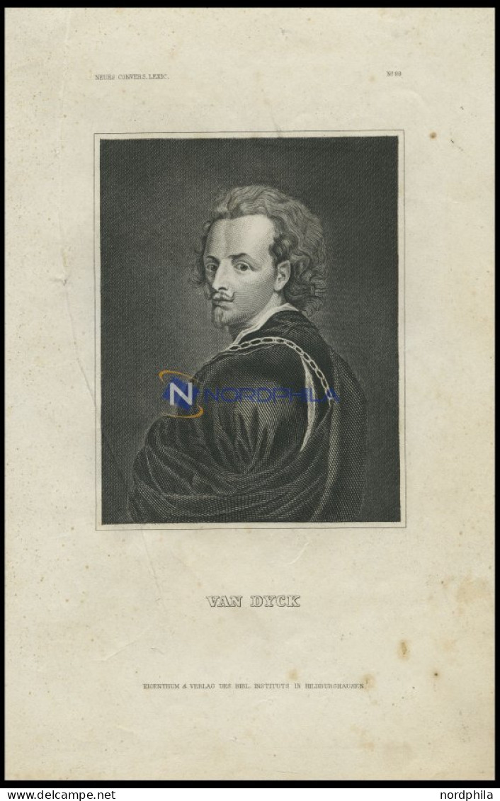 Van Dyck, Stahlstich Von B.I. Um 1840 - Lithografieën