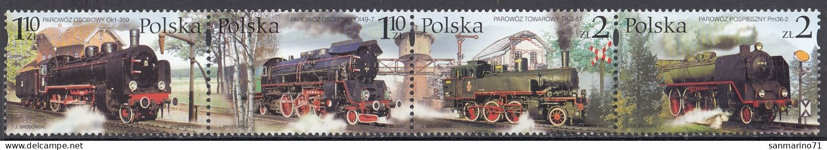 POLAND 3997-4000,unused,trains - Neufs