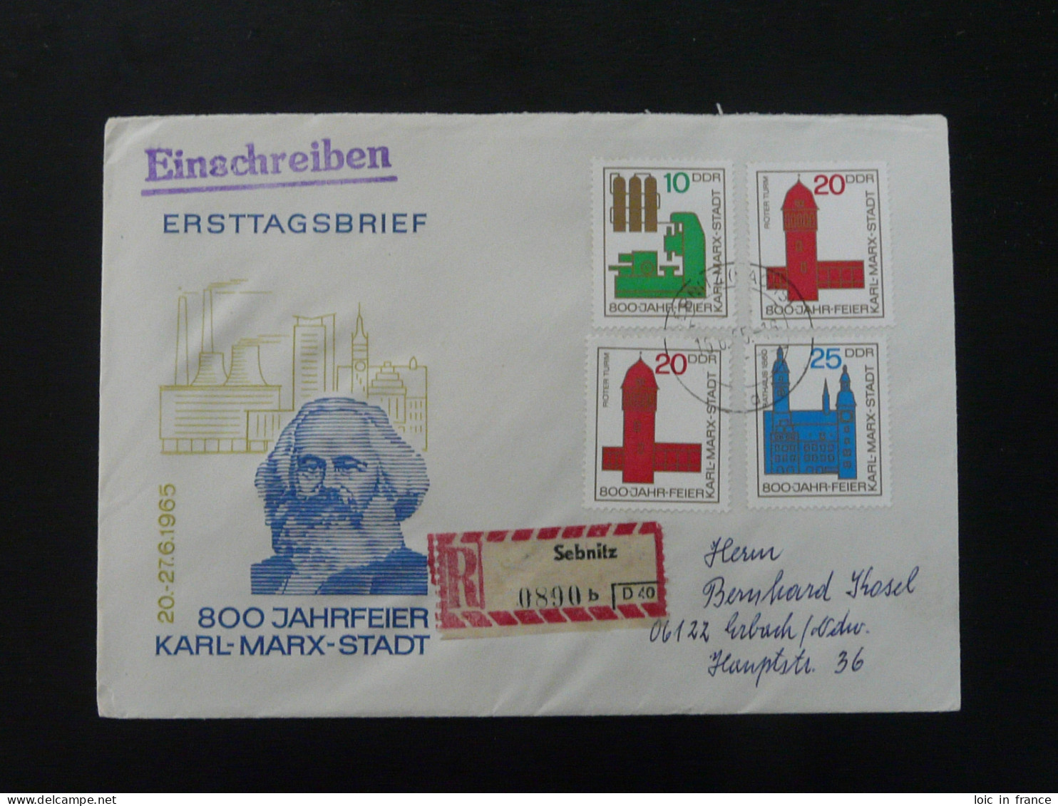 Karl Marx Stadt FDC Recommandée Registered Einschreiben Sebnitz DDR 1965 Ref 359 - Karl Marx