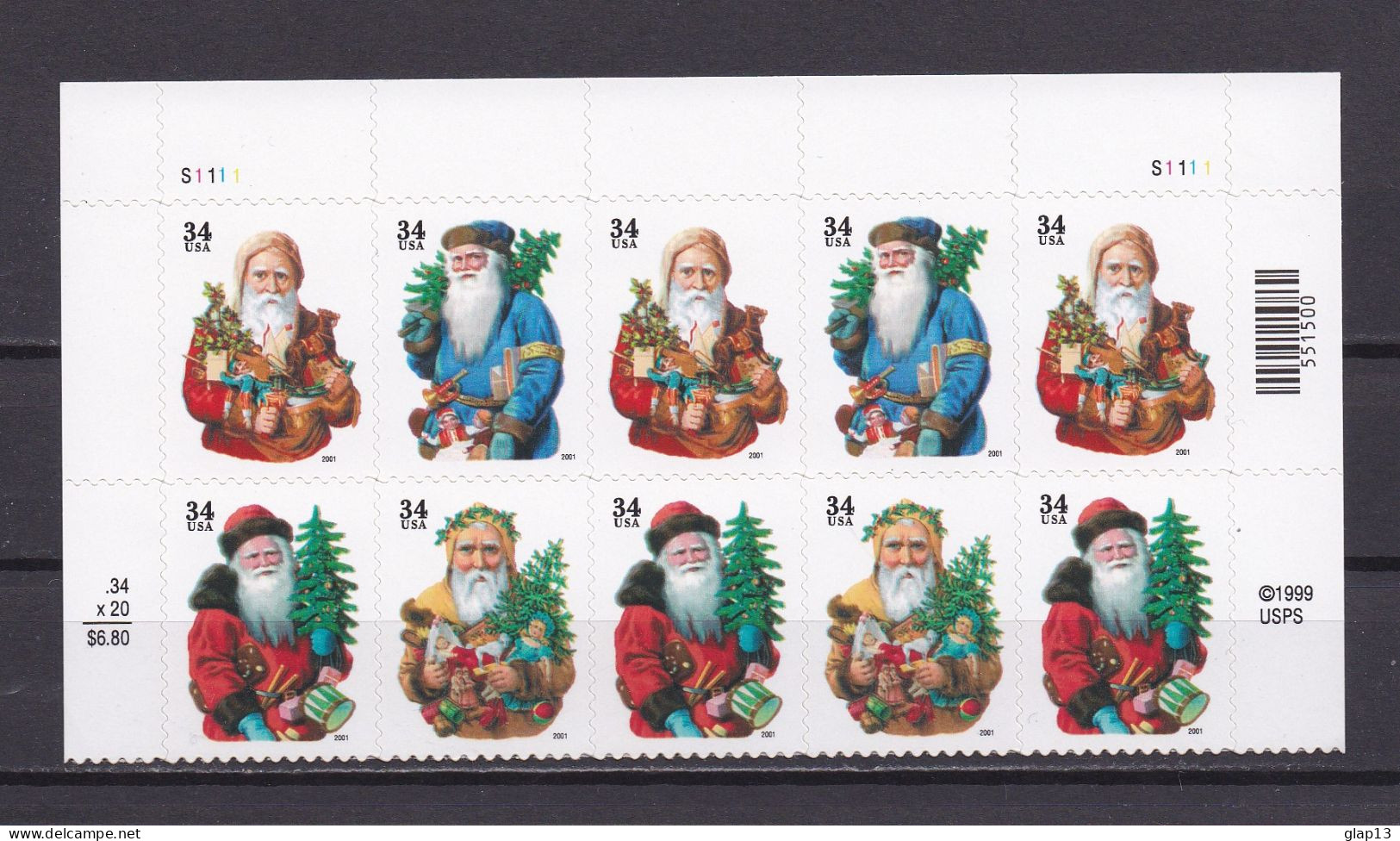 ETATS-UNIS 2001 TIMBRE N°3234/37 NEUF AVEC CHARNIERE NOEL - Ungebraucht