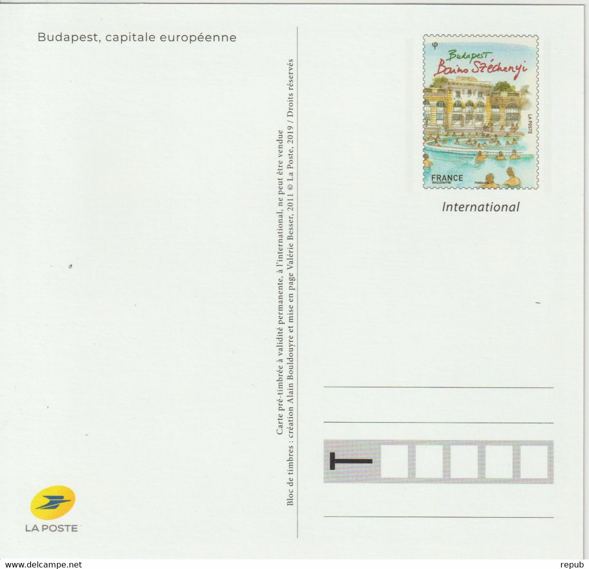 France Entier Capitale Européennes Budapest Neuf - Official Stationery