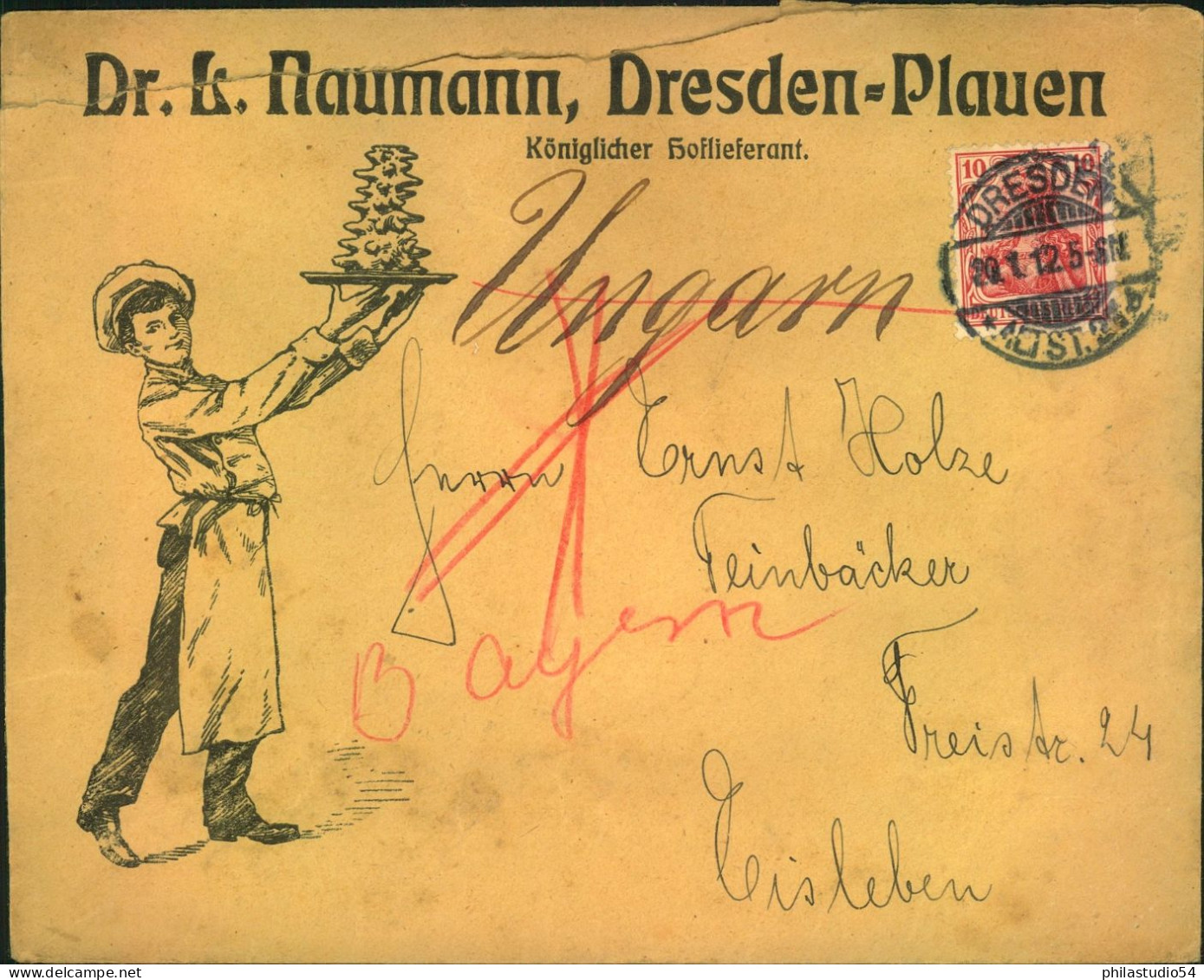 1912, Toller Werbeumschlag “Dr. Naumann”, Dresden - Lettres & Documents