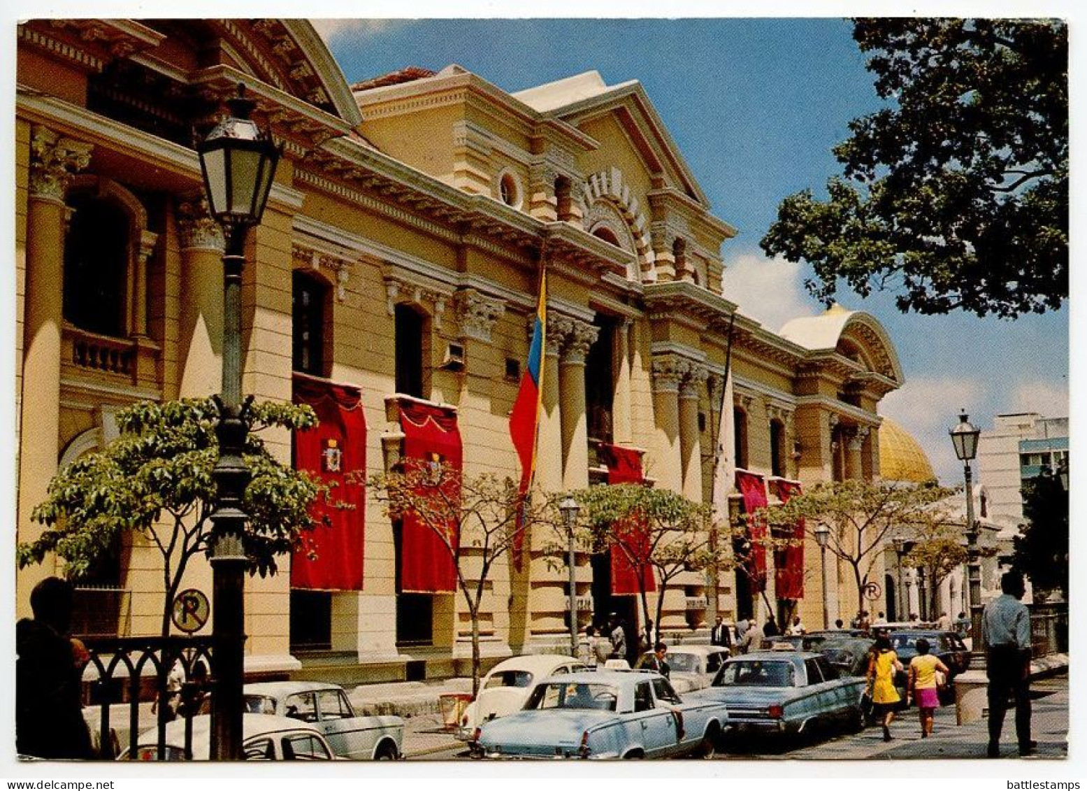 Venezuela 1970 Postcard Caracas - Concejo Municipal - Plaza Bolivar; Scott 969 - 35c. Pastoral Cross - Venezuela