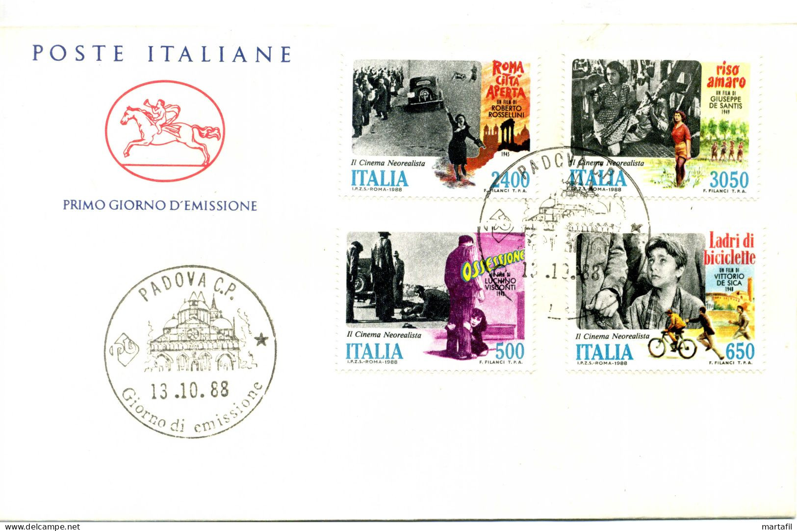 1989 FDC Cinema, Teatro E Televisione - Il Cinema Neorealista - FDC