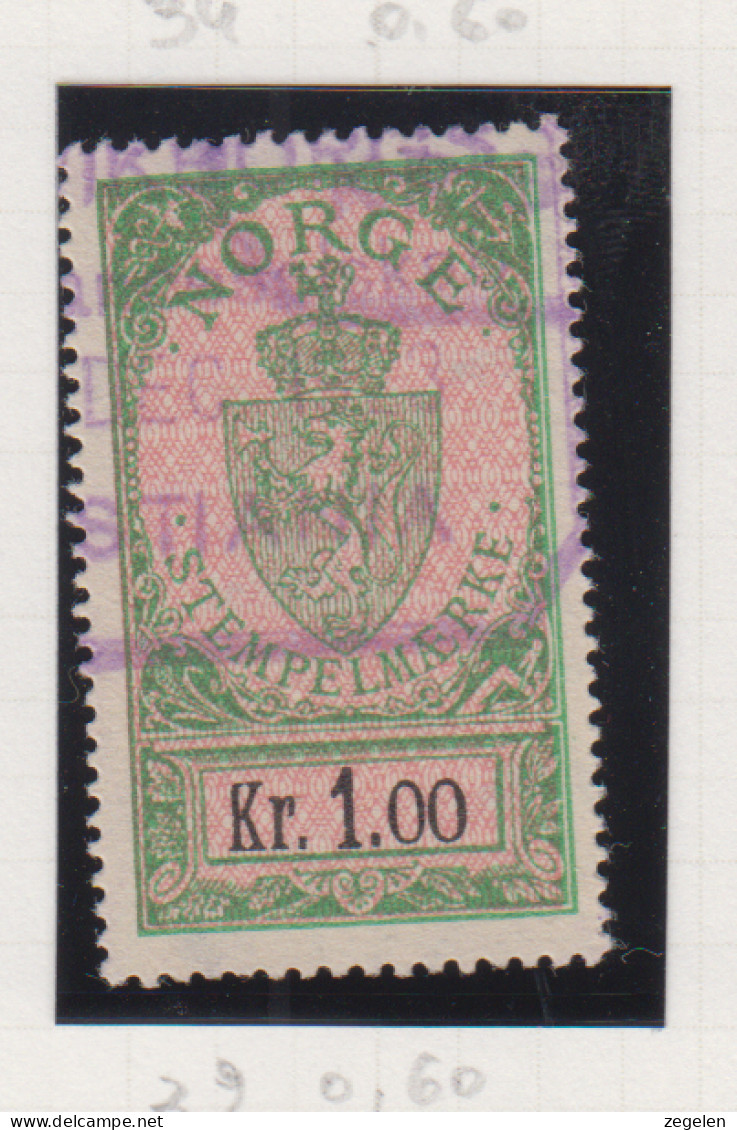 Noorwegen Fiskale Zegel Cat. Barefoot Stempelmaerke(Documentary) 39 - Revenue Stamps