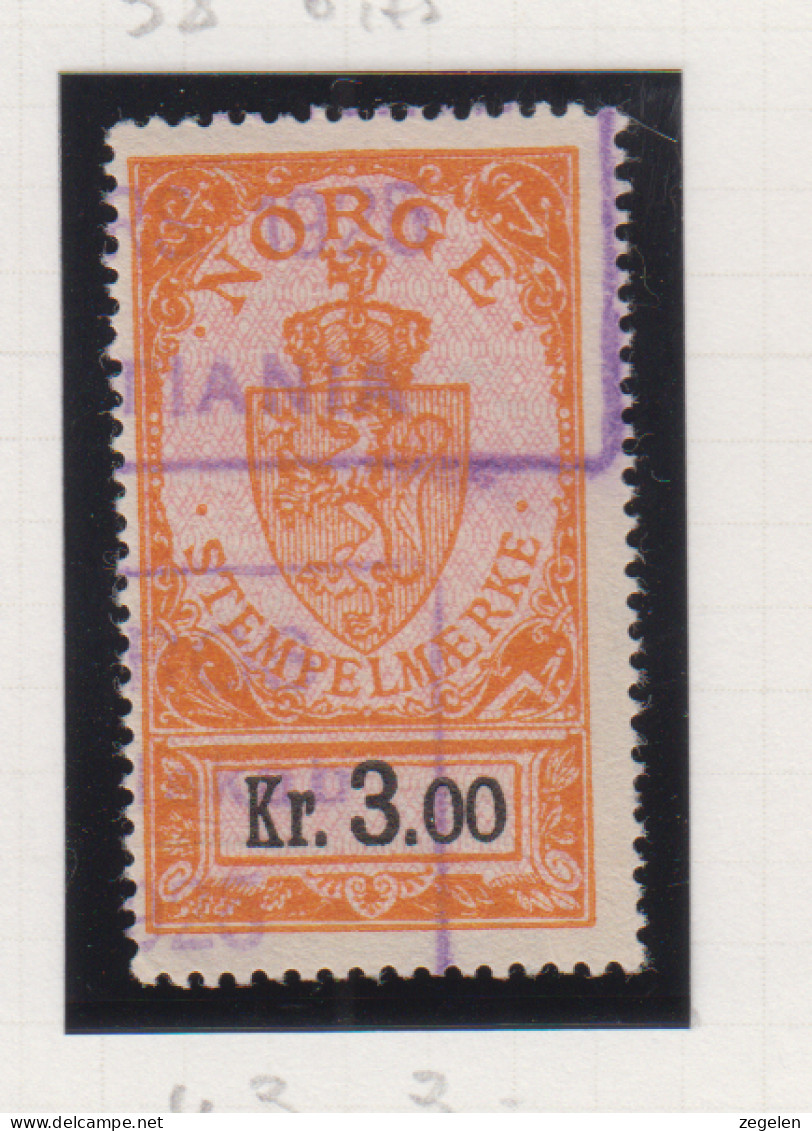 Noorwegen Fiskale Zegel Cat. Barefoot Stempelmaerke(Documentary) 43 - Revenue Stamps