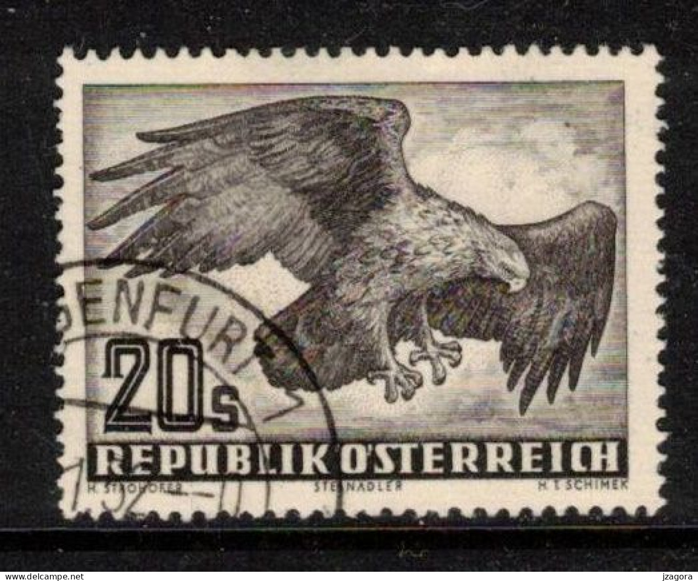 BIRDS EAGLE VÖGEL ADLER OISEAUX AIGLE AUSTRIA ÖSTERREICH AUTRICHE 1952 MI 968 ANK 973 YT PA60 SC C60  Air Mail Flugpost - Usados