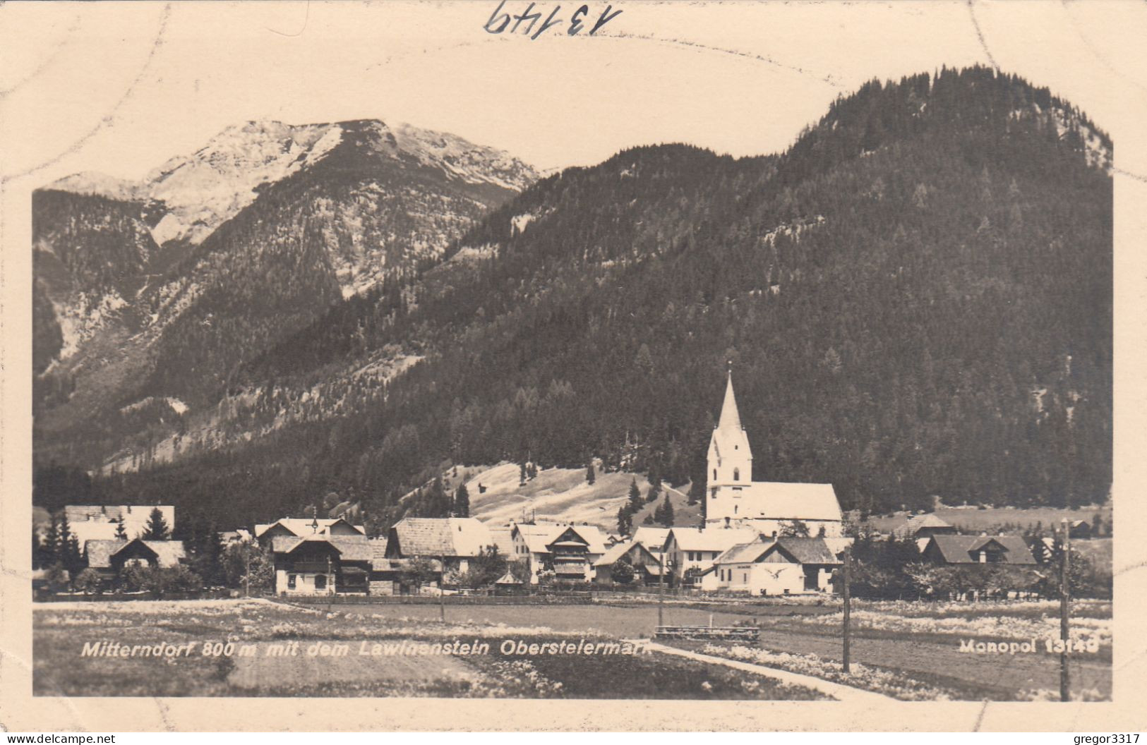 D7307) MITTERNDORF - Geg. Lawinenstein -Obersteiermark - Kirche U. Häuser ALT! - Bad Mitterndorf