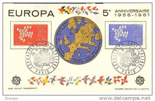 FRANCE  EUROPA CEPT 1961  FDC Card - 1961