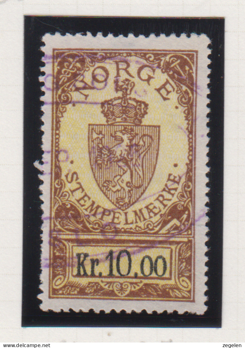 Noorwegen Fiskale Zegel Cat. Barefoot Stempelmaerke(Documentary) 64 - Revenue Stamps