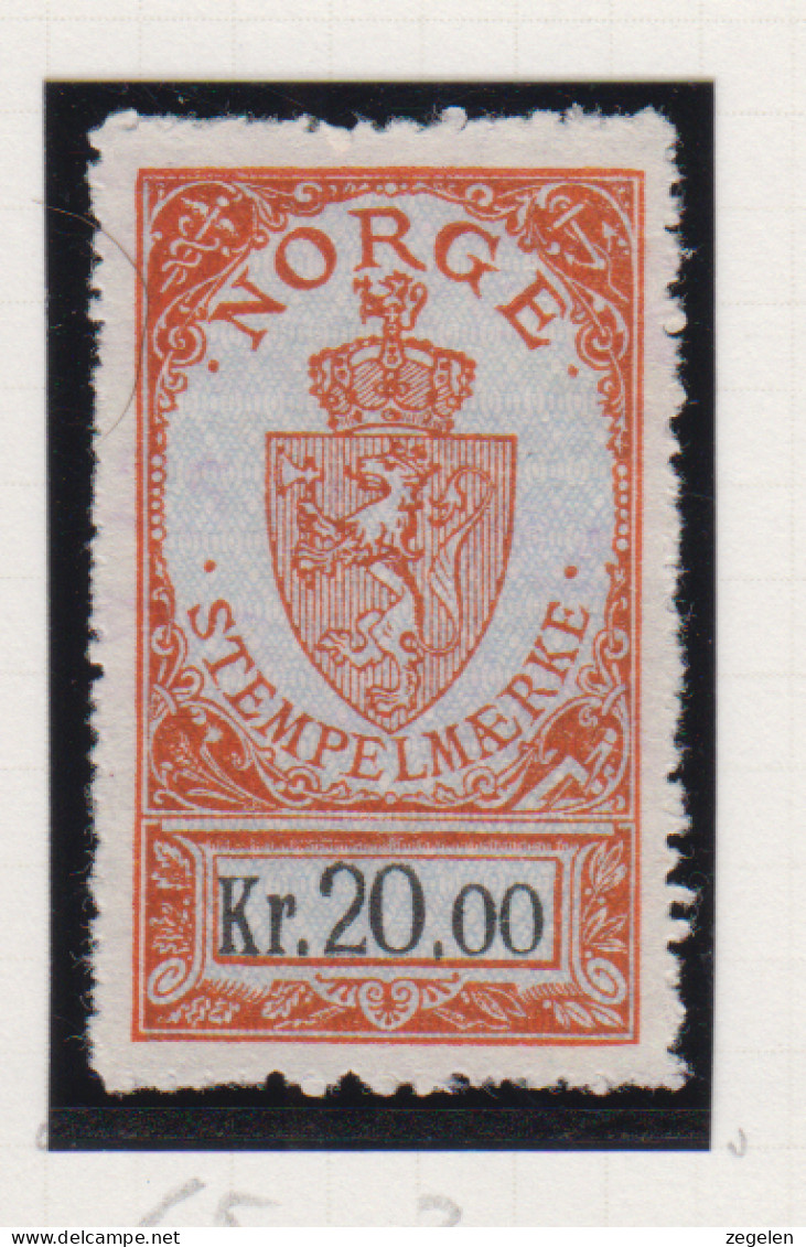 Noorwegen Fiskale Zegel Cat. Barefoot Stempelmaerke(Documentary) 65 - Revenue Stamps