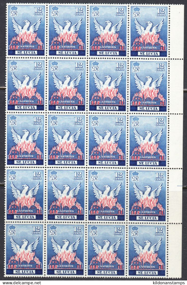 St. Lucia 1951 Mint No Hinge, Block Of 20, Sc#  ,SG 166 - Ste Lucie (...-1978)