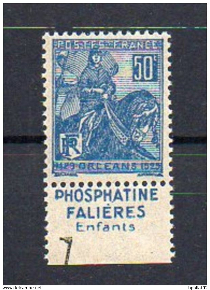 !!! 50C JEANNE D'ARC AVEC BANDE PUB FALIERES NEUVE ** - Unused Stamps