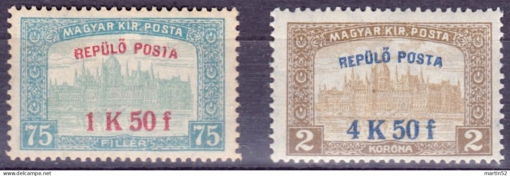 MAGYAR KIR.POSTA Hongrie Hungary Ungarn 1918: REPÜLÖ POSTA Michel-N° 210-211 ** MNH (Michel 30.00 Euro) - Unused Stamps