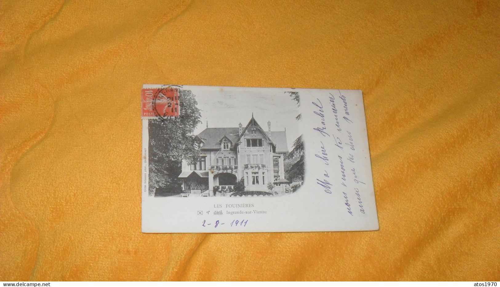 CARTE POSTALE ANCIENNE CIRCULEE DE 1911../ LES FOUINIERES.- INGRANDE SUR VIENNE..CACHET + TIMBRE - Ingrandes