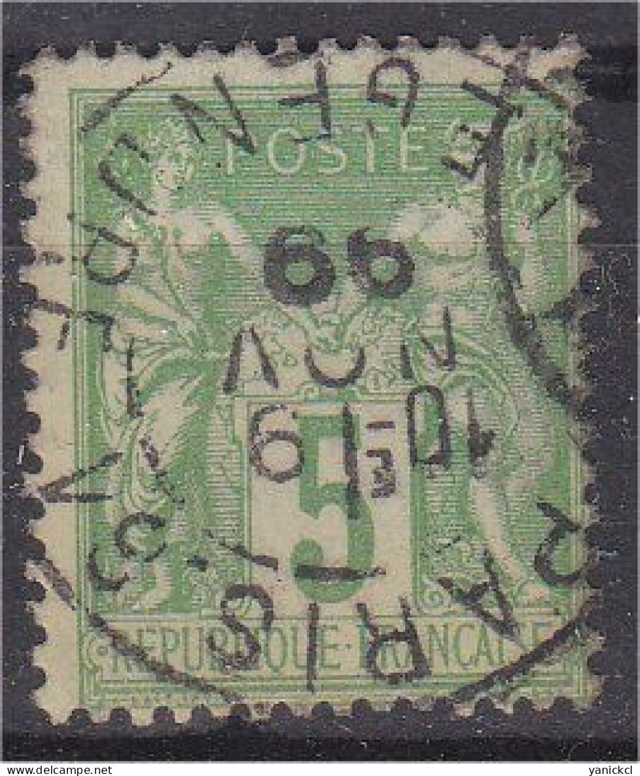 Type Sage - 5 C. - Vert-jaune - OBLITERE - (1898) - Y & T N° 102 - 1898-1900 Sage (Type III)