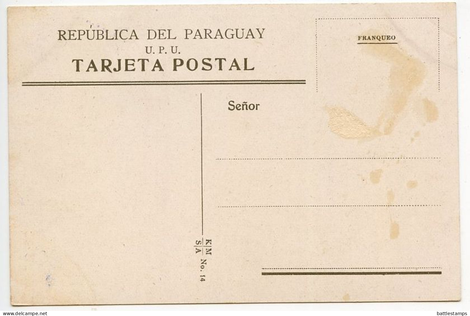 Paraguay 1926 Postcard Asunción - Correos Y Telegrafos; Scott 194 - 5c. Coat Of Arms - Paraguay