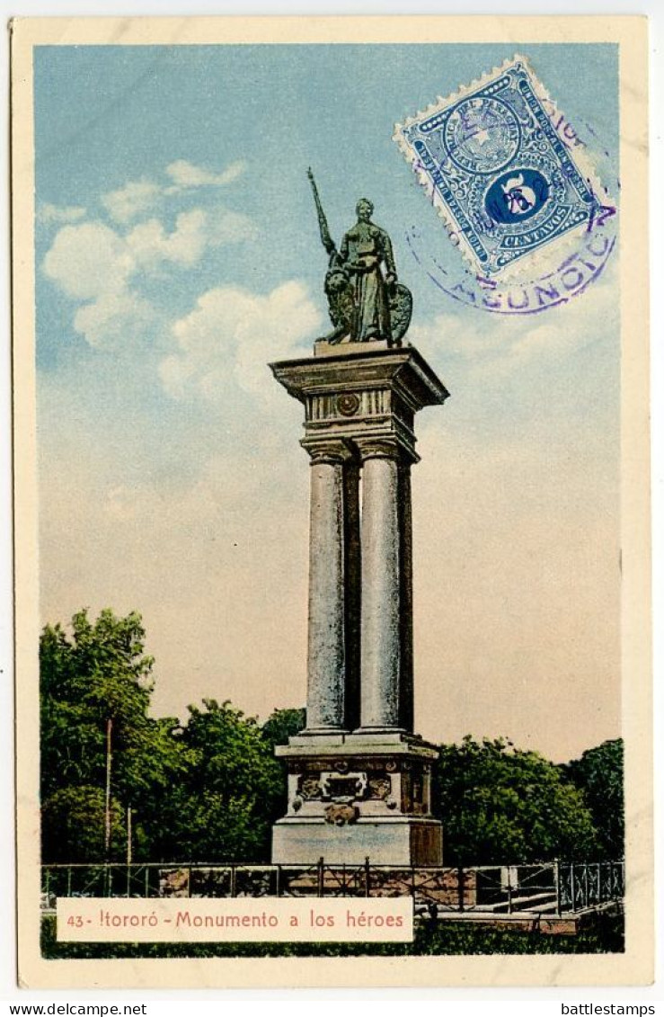 Paraguay 1926 Postcard Itororó - Monumento A Los Heroes; Scott 194 - 5c. Coat Of Arms - Paraguay