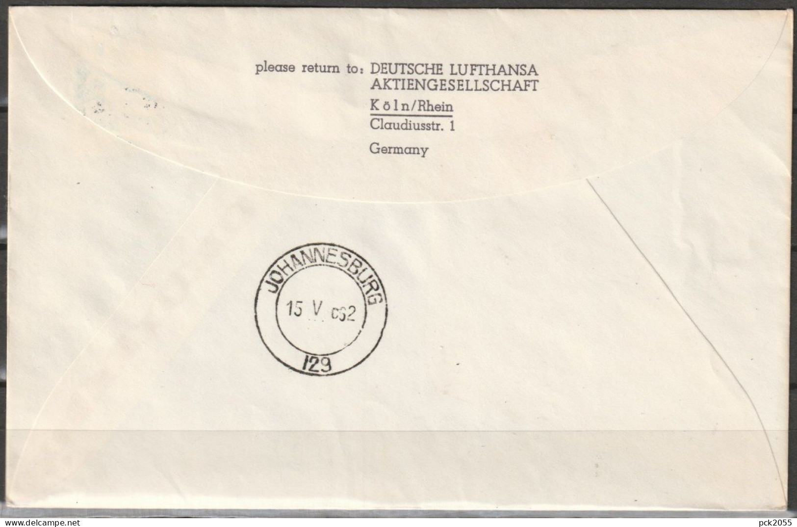 BRD Flugpost /Erstflug Boeing 720B LH 700 Frankfurt - Johannesburg 14.5.1962 Ankunftstempel 15.5.62 (FP 239) - Premiers Vols