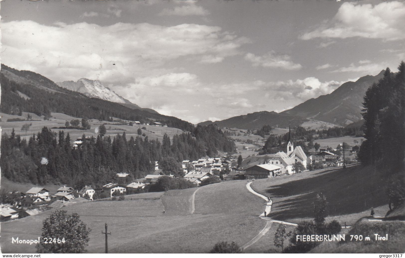 D7335) FIEBERBRUNN - Tolle S/W Ansicht Mit Straße Zur Kirche U. Häusern ALT ! - Fieberbrunn