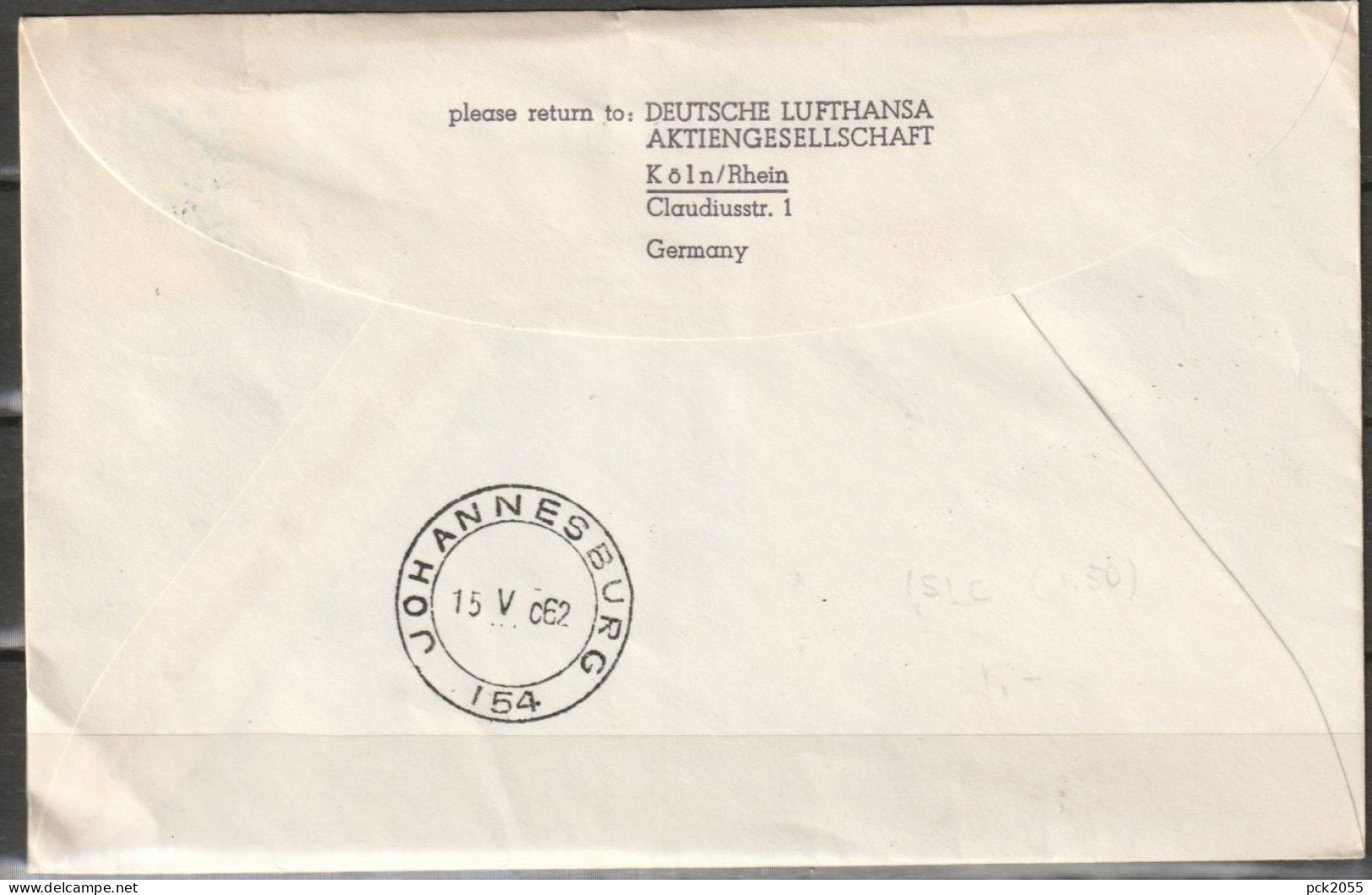 BRD Flugpost /Erstflug Boeing 720B LH 700 Frankfurt - Johannesburg 14.5.1962 Ankunftstempel 15.5.62 (FP 240) - Primi Voli