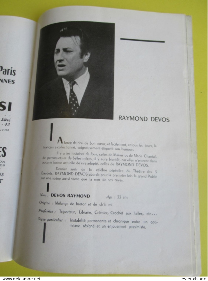 Programme/ALHAMBRA Maurice CHEVALIER/ "De Ménilmontant à Ménilmontant"/ Michel LEGRAND/ Raymond DEVOS/ 1956     PROG364