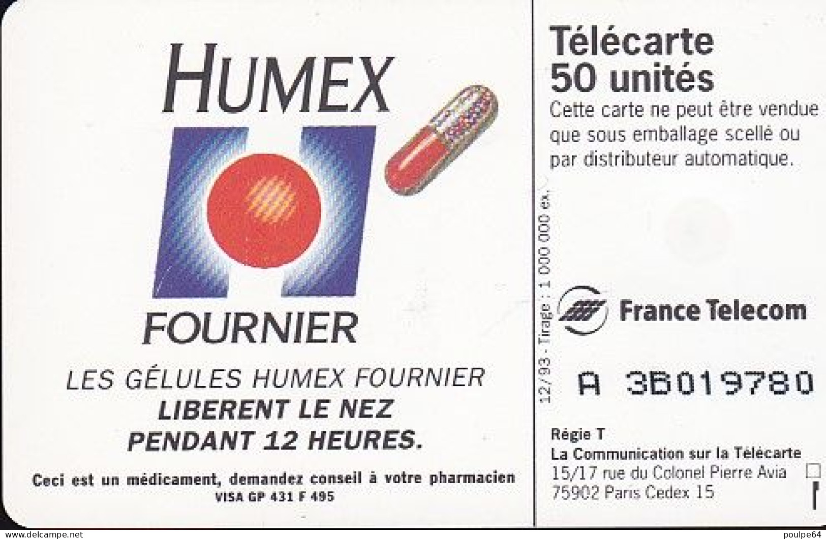 F446A - 12/1993 - HUMEX FOURNIER - 50 SO5 - 1993