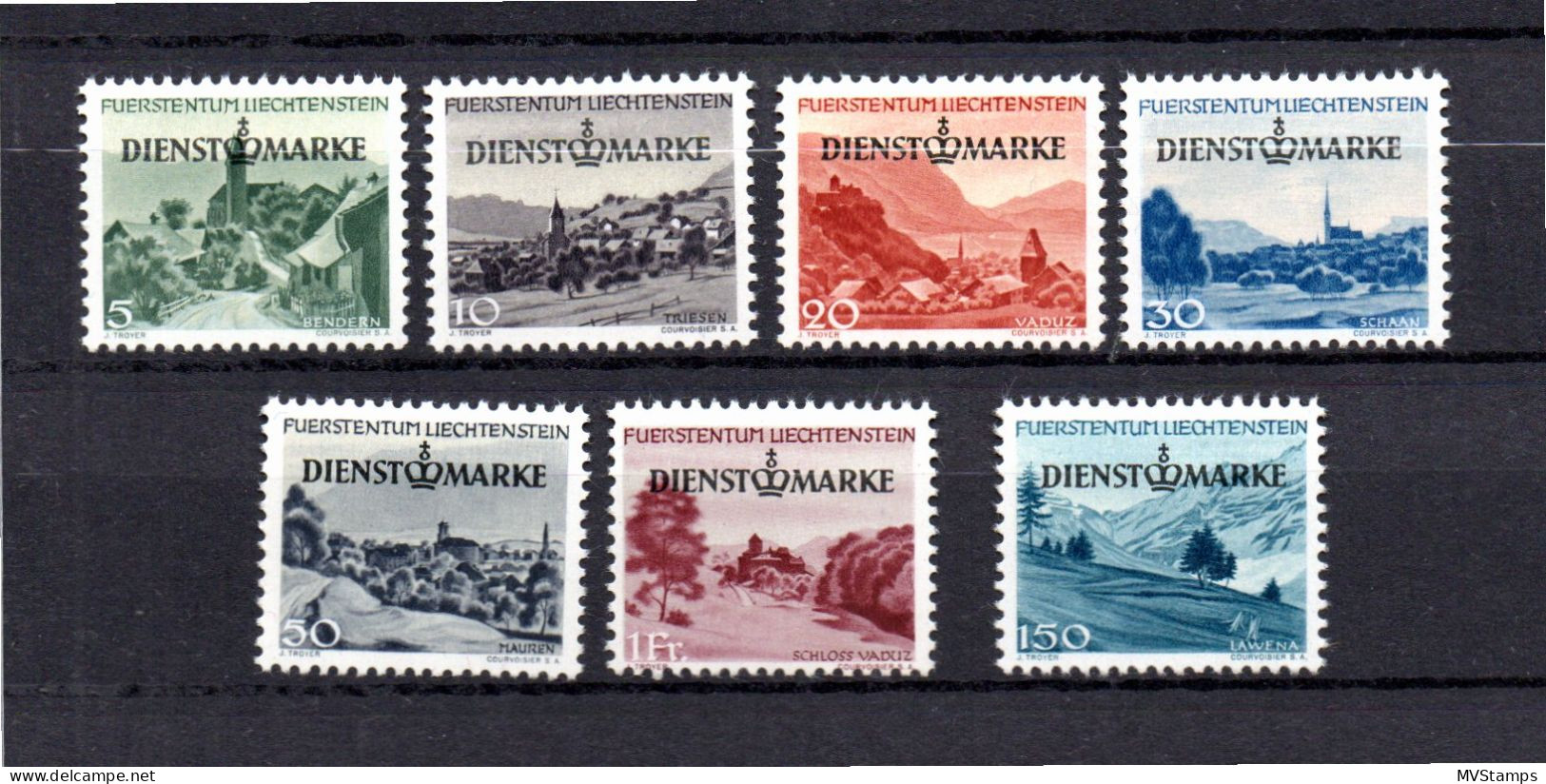 Liechtenstein 1947 Set Service/Dienst Stamps (Michel D 28/34) MNH - Oficial