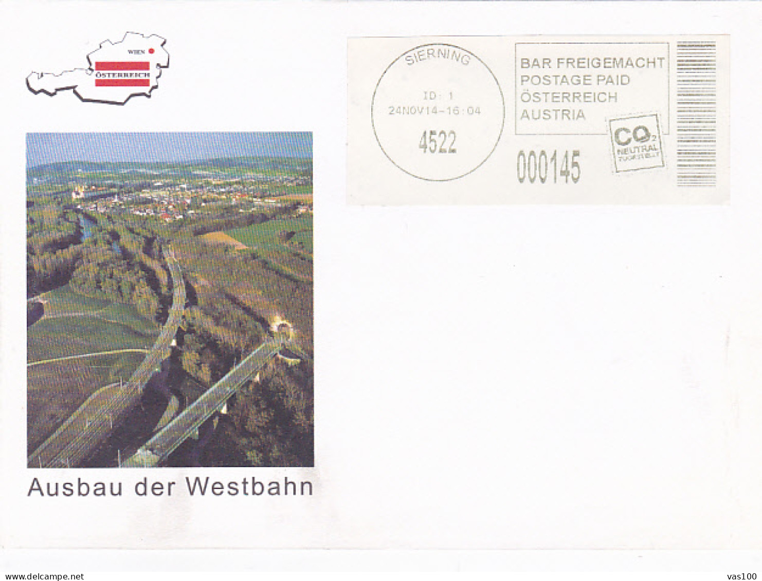 EXPANSION OF THE WEST RAILWAY, LANDSCAPE, POSTAGE PAID SPECIAL COVER, 2014, AUSTRIA - Covers & Documents