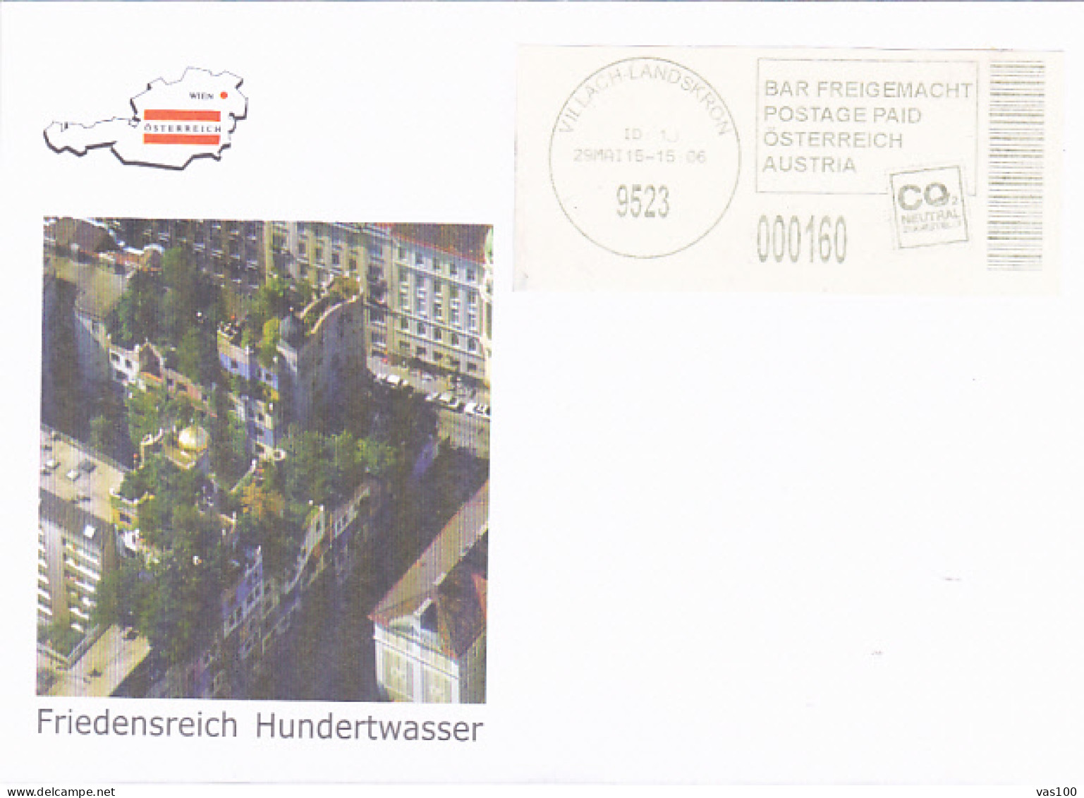 FRIEDENSREICH HUNDERTWASSER, ARCHITECT, POSTAGE PAID SPECIAL COVER, 2015, AUSTRIA - Lettres & Documents
