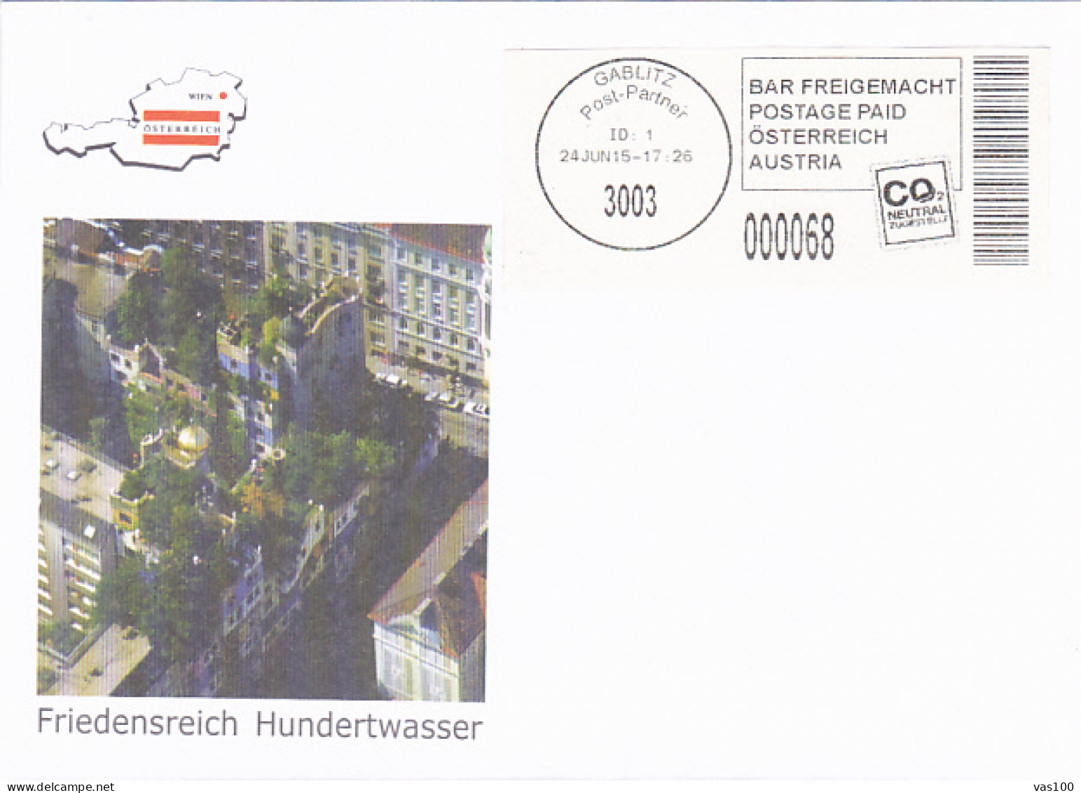 FRIEDENSREICH HUNDERTWASSER, ARCHITECT, POSTAGE PAID SPECIAL COVER, 2015, AUSTRIA - Lettres & Documents