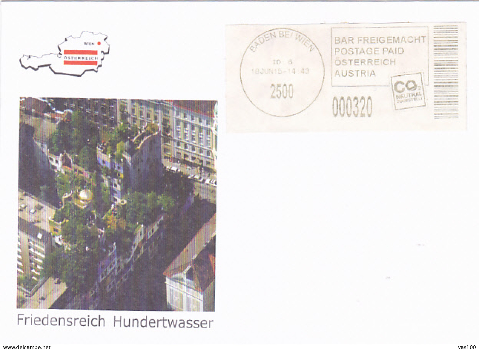 FRIEDENSREICH HUNDERTWASSER, ARCHITECT, POSTAGE PAID SPECIAL COVER, 2015, AUSTRIA - Covers & Documents